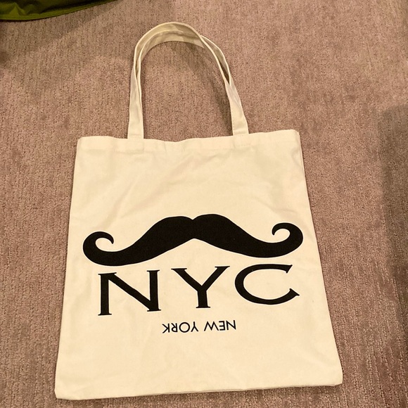 Forever 21 NYC mustache canvas tote bag - Picture 1 of 2